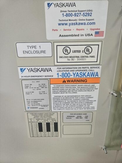 Yaskawa 100 HP / 480V Bypass VFD Drive E7BVB124YEFR / CIMR-E7U4055 - Used - Image 10