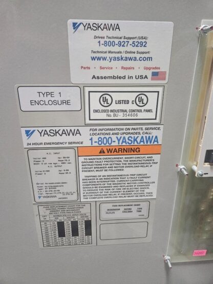 Yaskawa 50 HP / 480V Bypass VFD Drive E7BVB065YEFR / CIMR-E7U4030 - Used - Image 19